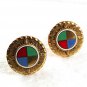 Vintage Goldtone Red Blue Green Cufflinks PAT. 2974381 72717
