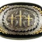 Cowboy Western 3 Crosses Christain Buckle By SILVER STRIKE 52517