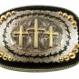 Cowboy Western 3 Crosses Christain Buckle By SILVER STRIKE 52517