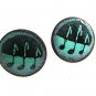 Mid Century Modern 1950's Enameled Copper Musical Notes Cufflinks 73017