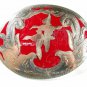 Vintage Silvertone & Red Ducks In Flight Hunters Belt Buckle Unbranded 41116