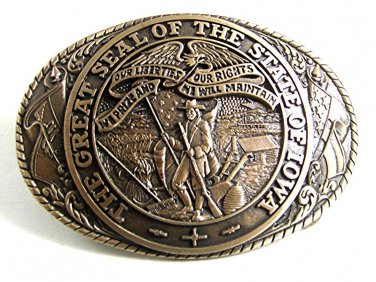 Great Seal of The State of IOWA Belt Buckle By TONY LAMA 82817