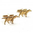 1950's-1960's Goldtone Pointer Dog Hunting Cufflinks By HICKOK USA 5517