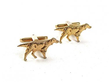 1950's-1960's Goldtone Pointer Dog Hunting Cufflinks By HICKOK USA 5517