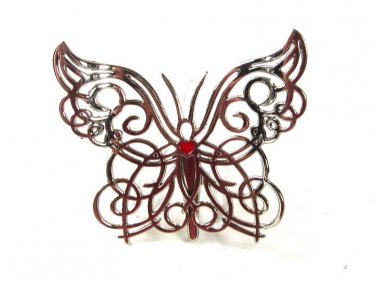 Large Gothic Style Silver Tone Butterfly Hair Clip Or Barette Unbranded 5216