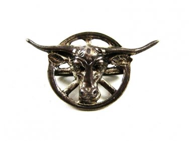 1940's - 50's Western Cowboy Sterling Silver Longhorn Slide / Bolo 120914