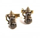 Silver Tone & Blue Gray Light Blue Dog Beer Stein Cufflinks by SWANK 12215