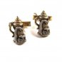Silver Tone & Blue Gray Light Blue Dog Beer Stein Cufflinks by SWANK 12215