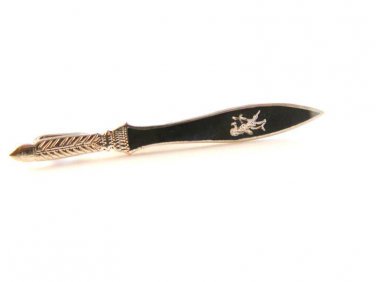 Vintage Siam Sterling Silver Black Niello Dancing Lady Dagger Tie Clasp