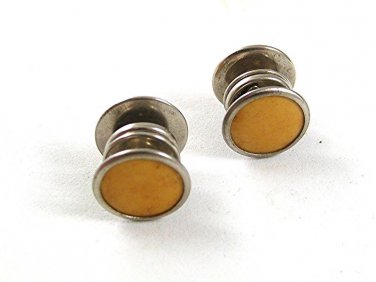 Art Deco / Edwardian Silvertone & Yellow Snap Link Cufflinks 4517