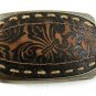 Vintage Silvertone Stitched Leather Belt Buckle 12317