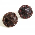 Vintage Goldtone & Brown Leather Cufflinks By ANSON 9317