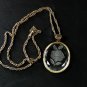 Vintage Goldtone Intaligo Clear Cut Glass Rose Pendant 24" Chain Unbranded
