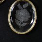 Vintage Goldtone Intaligo Clear Cut Glass Rose Pendant 24" Chain Unbranded