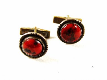 Sterling Silver Red Onyx Cufflinks Unbranded 32216
