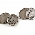 Edwardian / Deco Sterling Silver Oasis Palm Tree Cufflinks 91216