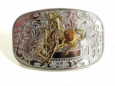 1950 - 60's Cowboy Rodeo Bucking Broncho New Old Stock Belt Buckle 12317