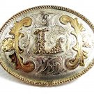 Vintage Cowboy Western Mexican Alpaca Silver Initial L Belt Buckle 72517
