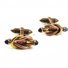 Vintage Goldtone Copper Blue Cufflinks Pat N.1950711 10217