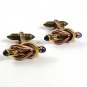 Vintage Goldtone Copper Blue Cufflinks Pat N.1950711 10217