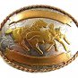 Vintage Cowboy Western Horse Bull Dogging German Silver Belt Buckle 41117
