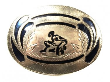 Cowboy Western Rodeo Silver Tone Blue Calf Roping Belt Buckle Unbranded 111315