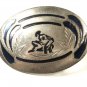 Cowboy Western Rodeo Silver Tone Blue Calf Roping Belt Buckle Unbranded 111315