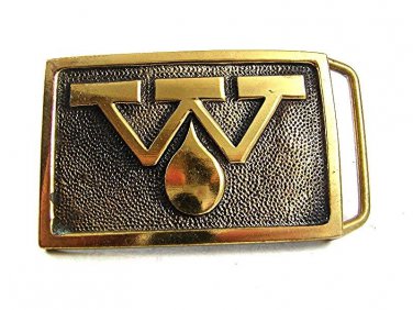 Vintage 1978 W w/Flame Brass Belt Buckle By BTS Made In USA 112717