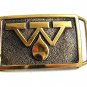 Vintage 1978 W w/Flame Brass Belt Buckle By BTS Made In USA 112717
