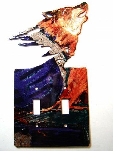 Howling Wolf Double Light Switch Cover Plate LaZart 02161511111V