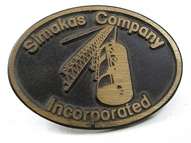 Vintage 1970's SIMAKAS Company Incorporated Brass Belt Buckle 121217