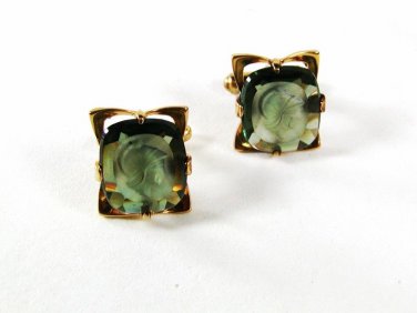 Sterling Silver Gold Vermeil Green Intaligo Greek Warrior Cufflinks By DESTINO 6