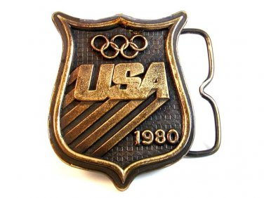Vintage 1980 Olympics Belt Buckle by Bergamont cg