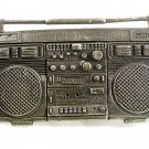 HUGE 5" x 2 3/4" Vintage Silvertone BOOM BOX Signed Belt Buckle 3717