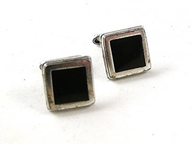 Silver Tone & Black Cufflinks by KC 121516
