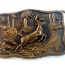 Vintage 1978 BTS Solid Brass Deer in the Woods Belt Buckle