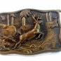 Vintage 1978 BTS Solid Brass Deer in the Woods Belt Buckle