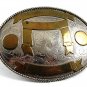 Vintage Cowboy Western Mexican Alpaca Brass Belt Buckle 101117