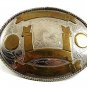 Vintage Cowboy Western Mexican Alpaca Brass Belt Buckle 101117