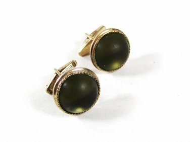 Vintage Sterling Silver & Green Cufflinks By DaVINCI 6316