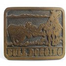 1976 Western Cowboy Rodeo BULL DOGGING Belt Buckle By DEZY 10217