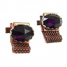 Vintage 1970's Copperish Copper Purple Wrap Around Cufflinks 111317