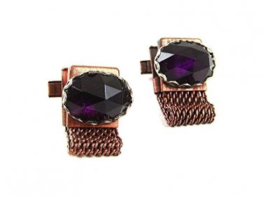 Vintage 1970's Copperish Copper Purple Wrap Around Cufflinks 111317