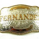 HUGE Western Mexican 2 Tone FERNANDEZ Alpaca Slver Belt Buckle 21317