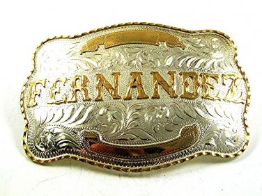 HUGE Western Mexican 2 Tone FERNANDEZ Alpaca Slver Belt Buckle 21317
