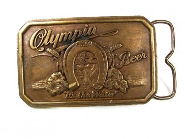 Olympia Beer Bottle Opener Horse Shoe Brass Belt Buckle Unbranded 72216