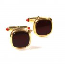 Art Deco Gold Tone & Red Cufflinks by KREMENTZ PATENTED 111315