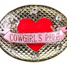 Cowgirls Rule Red Heart Pink Silver Tone Belt Buckle By NOCONO 62216