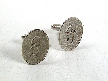 Vintage Silver Tone Initial / Letter B Cufflinks 12617