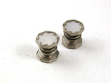 Snap Link Mother Pearl Red Silvertone Cufflinks BY B&W, KUM-A-PART 51717